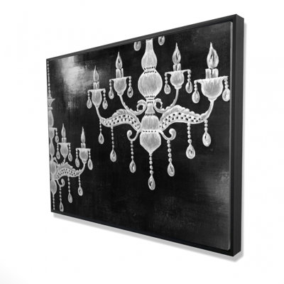 White Chandeliers Print On Canvas