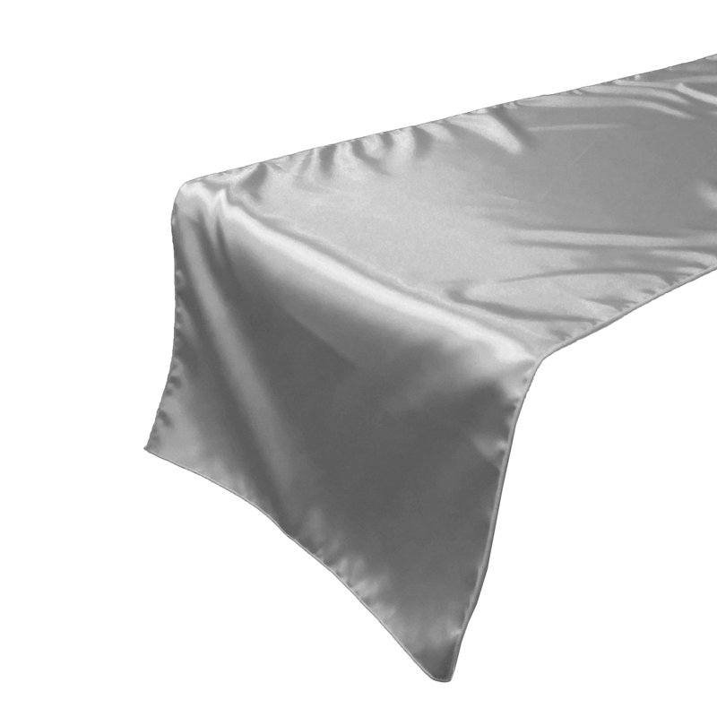 Karisha Rectangle Polyester Table Runnner, 108" x 24", Silver