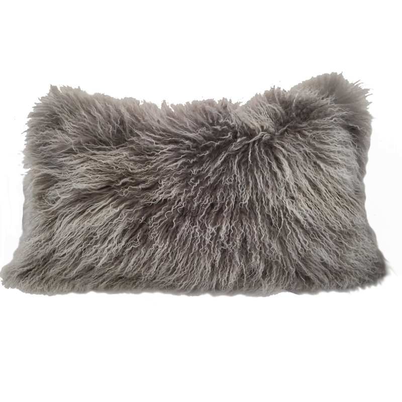 15" X 25" Lambswool Down Throw Pillow, Gray, 15" X 25"