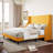 Bowdoin Modern Linen Upholstered Wingback Platform Bed with Wooden Slats-47617075-47614924