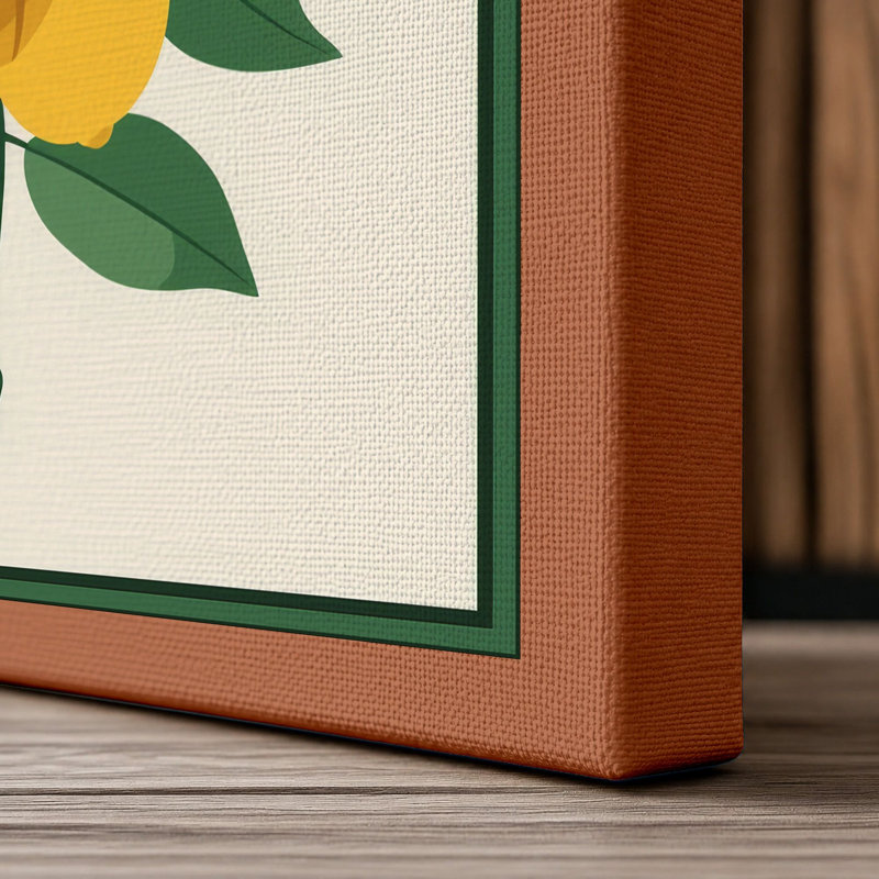 Lemon Study Botanical - Wrapped Canvas, 24x16 - 61.0 x 40.6 cm, Terracotta Border