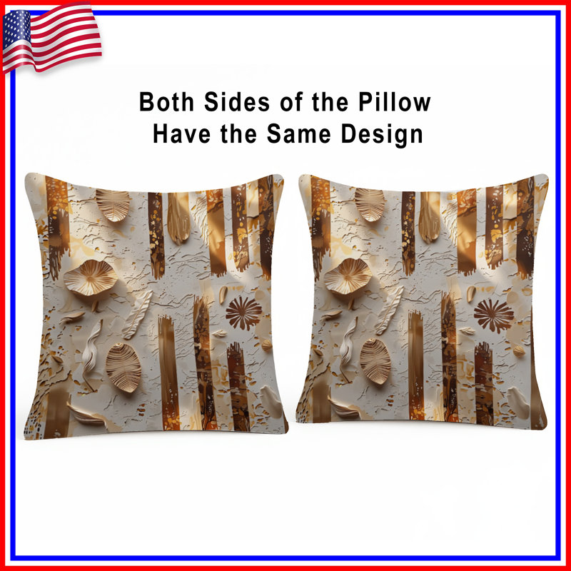 Textured Botanical Abstract Double Sided Throw Pillows, 26 x 26 inches