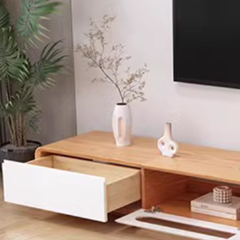 Log style simple design sense TV cabinet, 62.99"