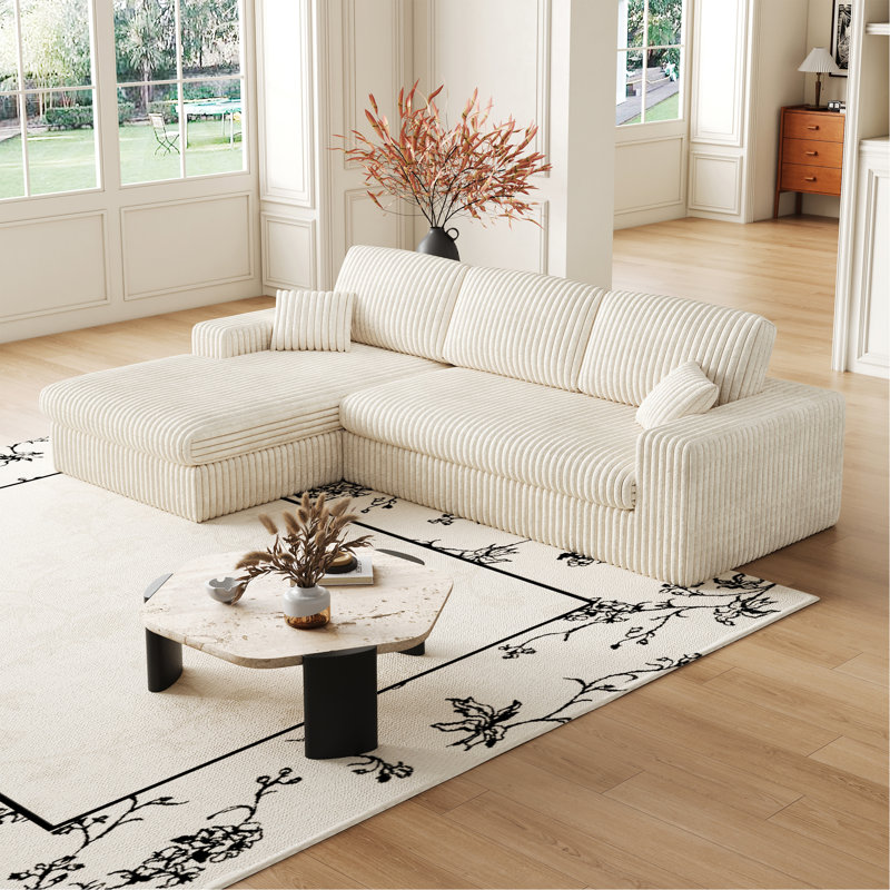 Canapé polyvalent en velours côtelé avec fauteuil inclinable et repose-nuque parfait pour l'espace de vie, Beige