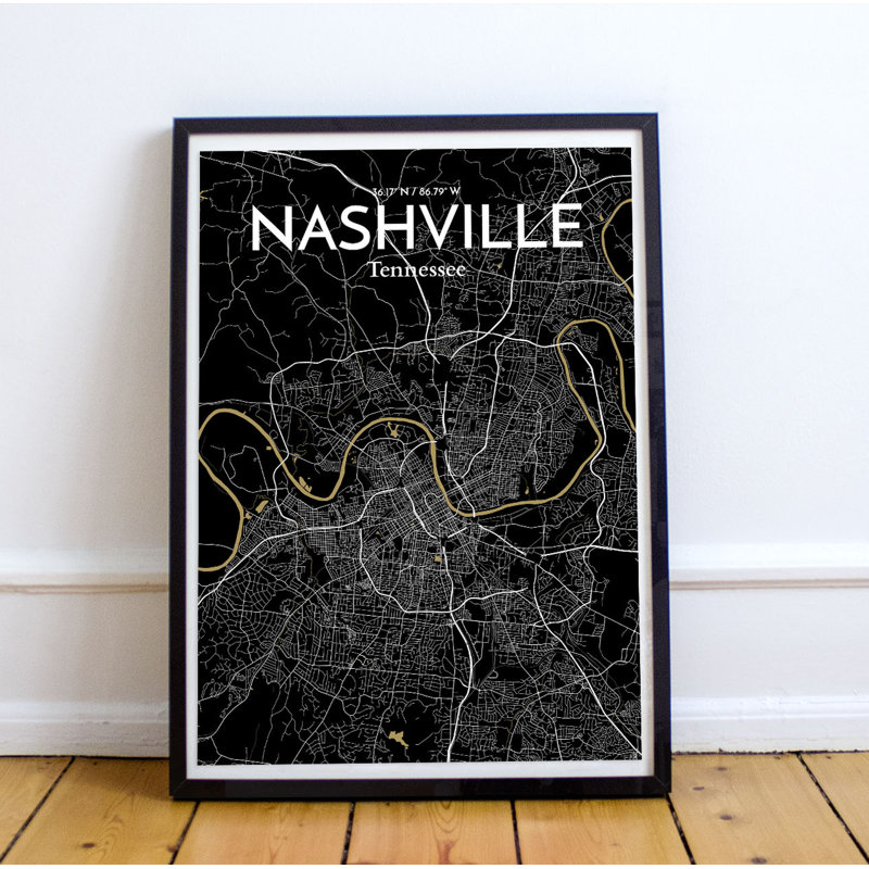 Nashville City Map - No Frame Print, 43.2cm H x 27.9cm W x 0.13cm D