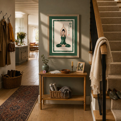 Yoga Meditation Pose Modern - Framed Print