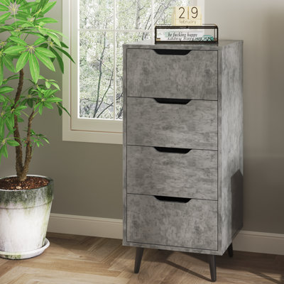 Modern Nightstand with 3 Drawers, Wooden Dresser with Metal Legs, Modern Bedroom Furniture, Bedside Table for Small Spaces, Storage End Side Table for by Gracie Oaks