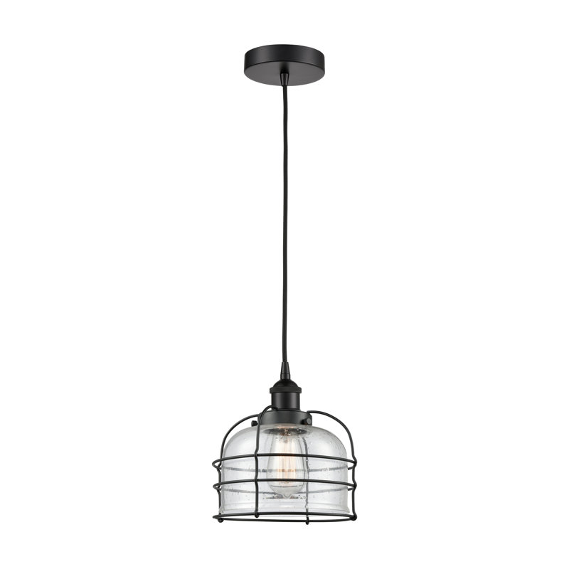 Luminaire suspendu 1 lumière Helladius, Bullé, H 10,25 po x l 9 po x P 9 po, Noir mat