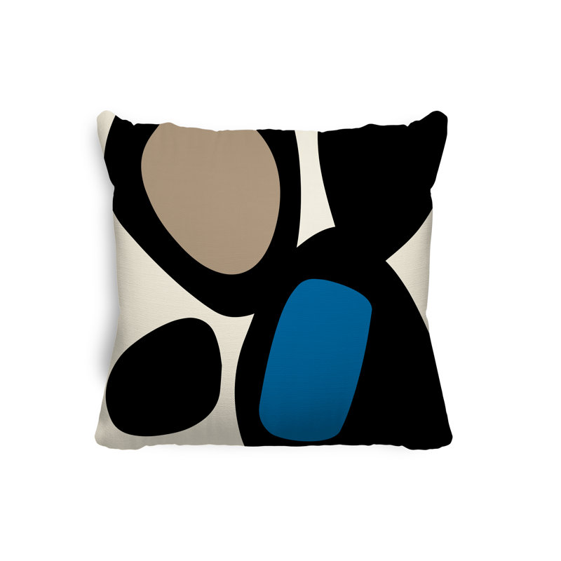 Coussin intérieur / extérieur en polyester filé Lara, 15 po x 15 po, Turquoise / Blanc cassé