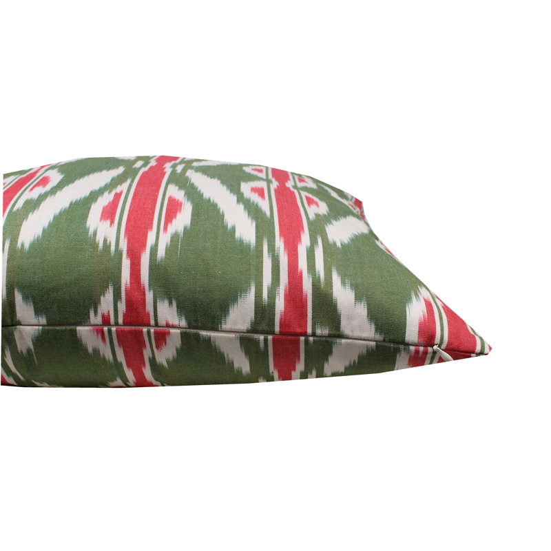 Harkless Ikat Square Cushion Cover, Green/Red/White