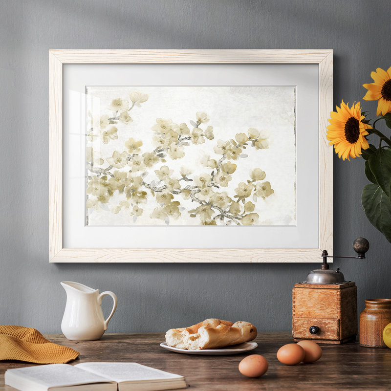 Composition neutre de cerisier en fleurs II, Blanc, H 22 po x l 32 po