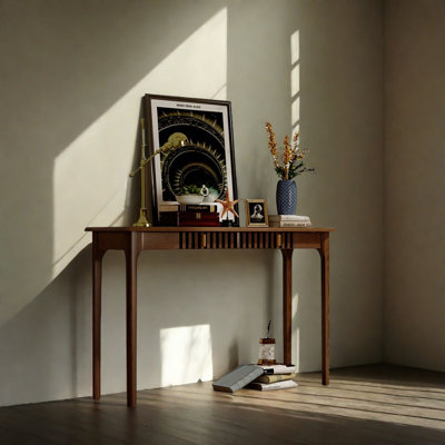 Walnut-Toned Pine Console Cabinet