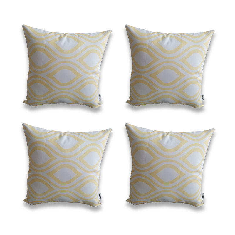 Ensemble de 4 taies décoratives pour l'extérieur, Jaune