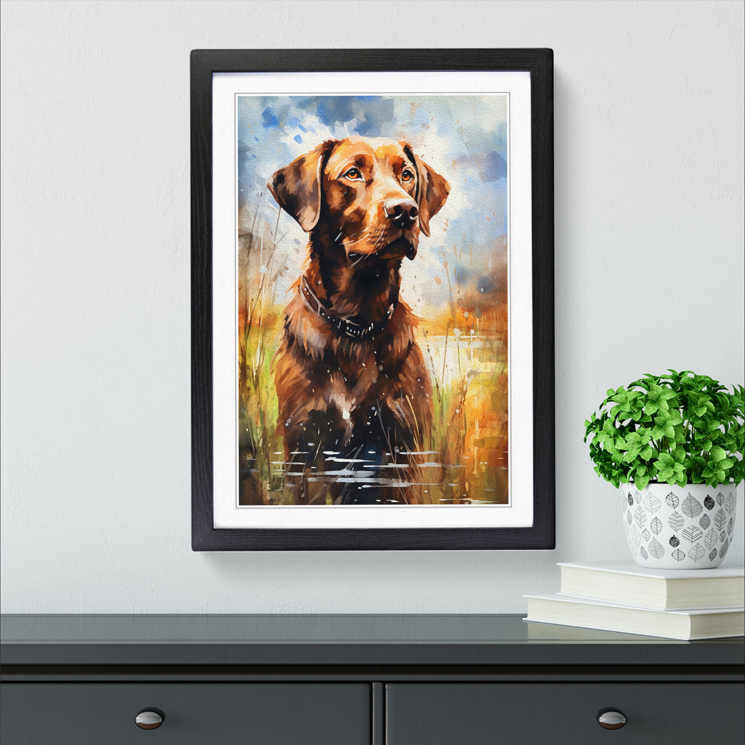 Labrador Retriever Tachisme - Single Picture Frame Print on Wood