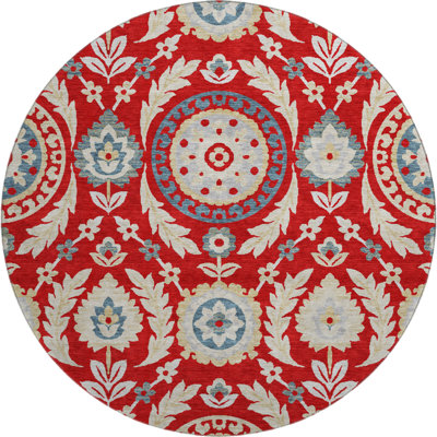 Premium Machine Washable Prisco Red Rug