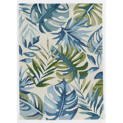 Tapis fait main Mehcad ivoire et bleu