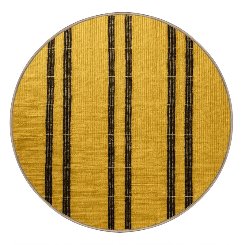 Machine Washable Trellis Brown Area Rug, Round 6'