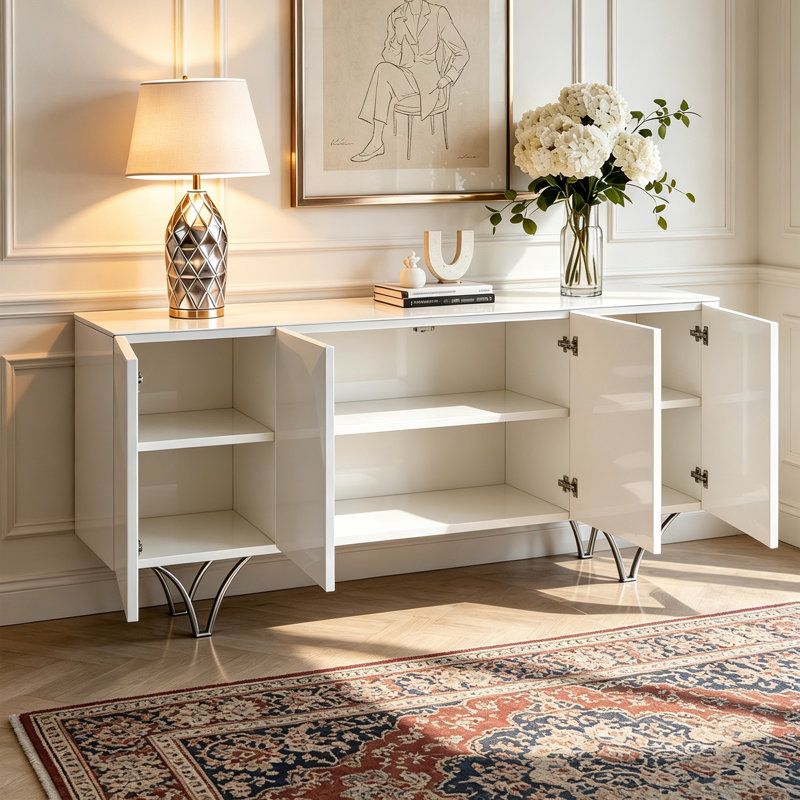 Buffet à grande capacité de style italien, H 31,5 po x l 70,87 po x P 17,72 po, Crème