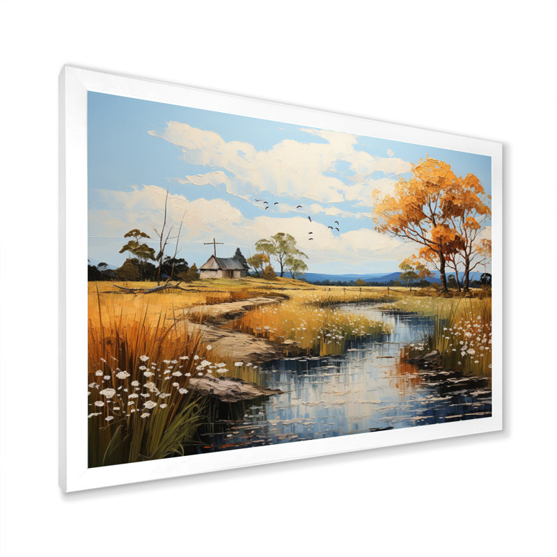Décorations murales Orane River Silvery Waters, H 16 po x l 32 po x P 1 po, Cadre simple blanc