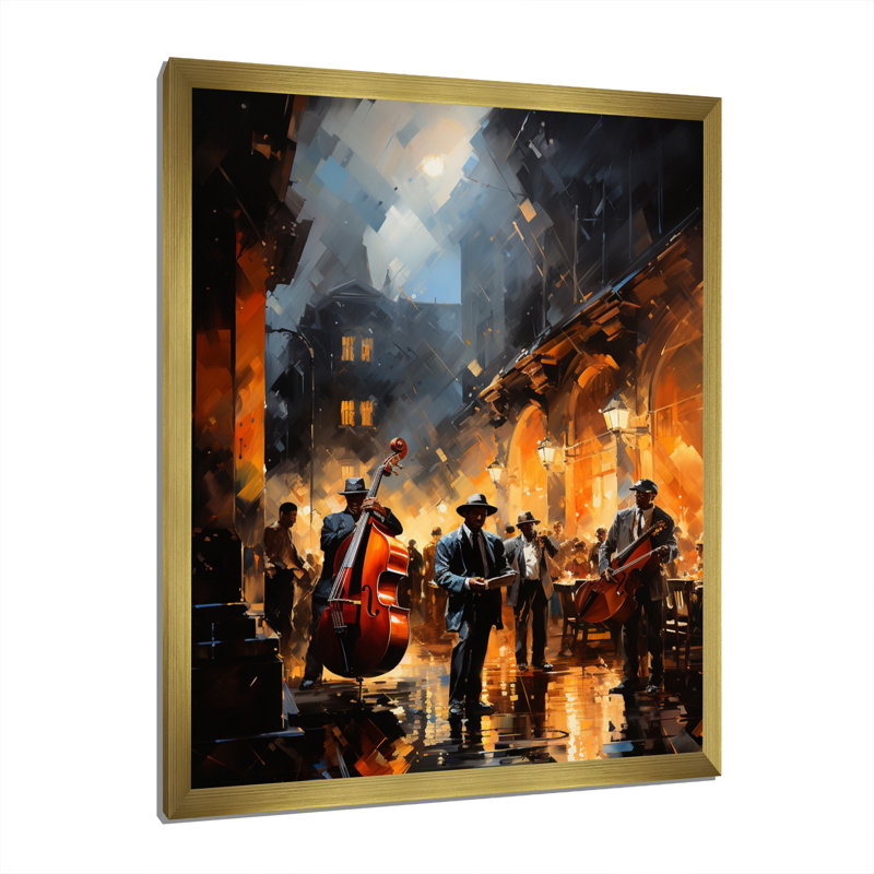 Lashaon Jazz Harlem Renaissance IV - art africain-américain, art mural, Cadre doré simple, H 32 po x l 24 po x P 1 po