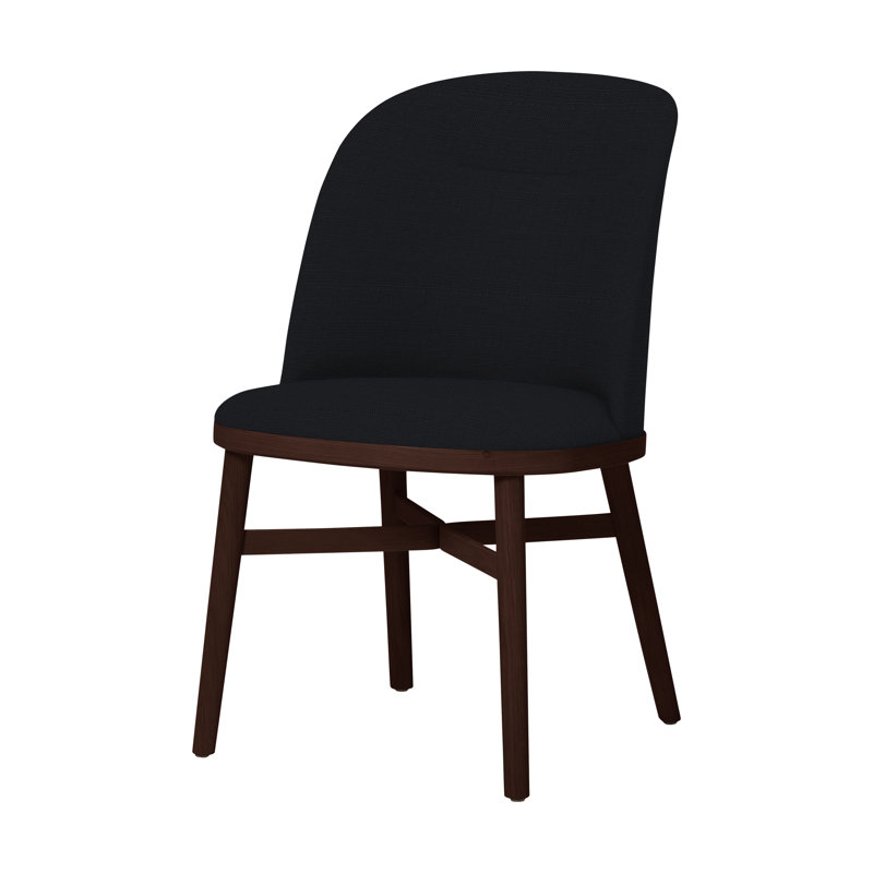 Bund Upholstered Dining Chair, Dark Brown Oak, Newcastle Black New 65
