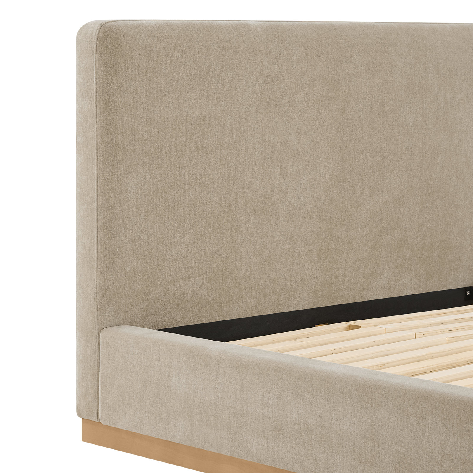 Grounded Upholstered Platform Bed, Queen, Wicker