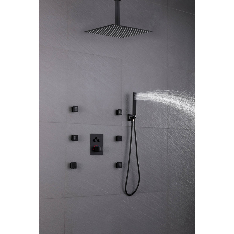 Système de douche thermostatique avec valve brute, 12 po