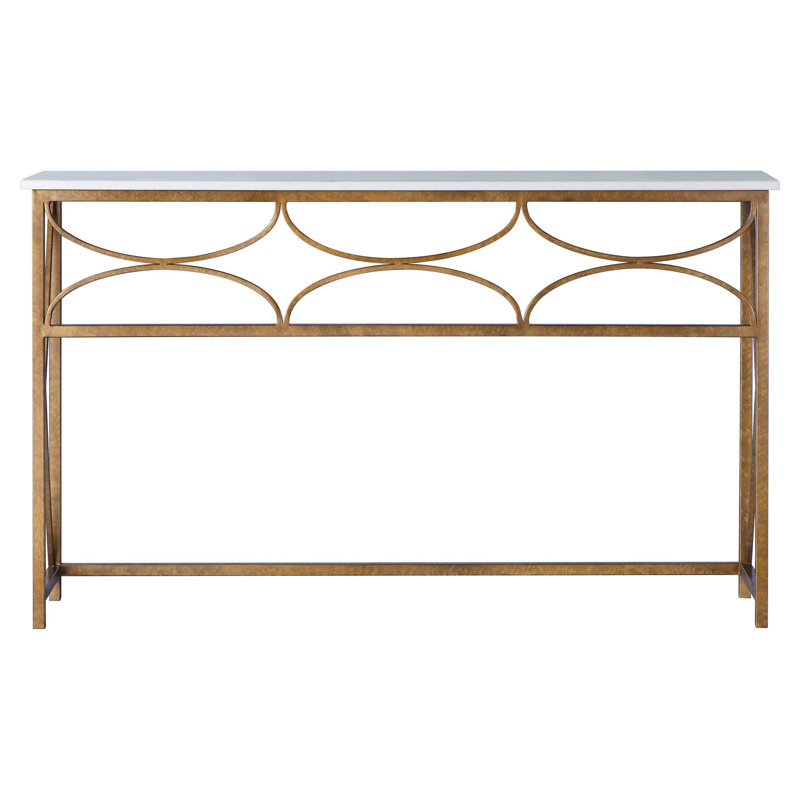 Diamond Console Table, Carrera Marble, Royal Gold