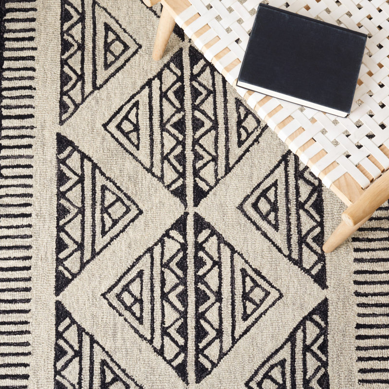 Armanii Metro Hand Tufted Wool And Cotton With Latex Geometric Rug, Rectangle 8' x 10'