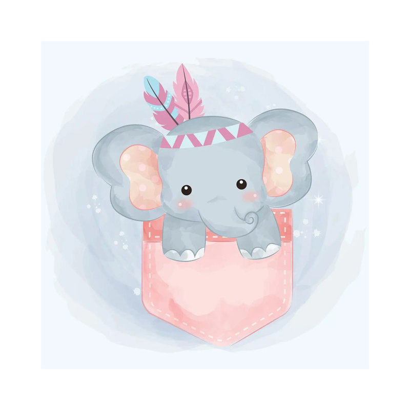 Elephant For Children's Room - Wrapped Canvas Print, 45.72 cm H x 45.72 cm W