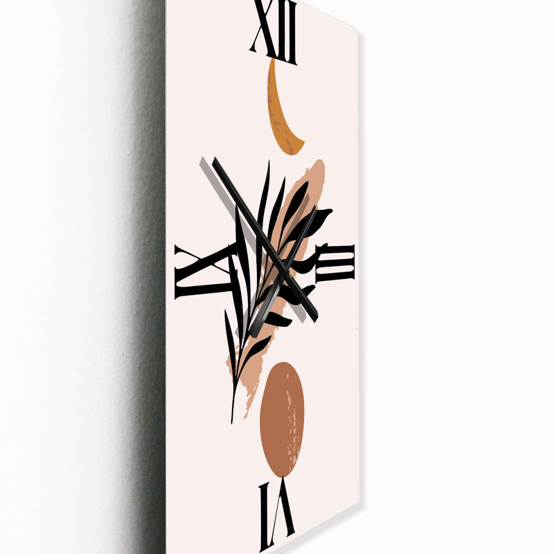 Horloge murale moderne Abstact Minimal Sun Moon & Tropical Palm Leaf I, Grand