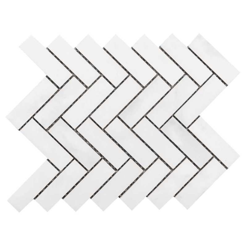 Adonis Pure 1" x 3" Porcelain Herringbone Mosaic Tile