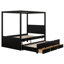 Canopy Bed with Trundle and 3 Storage Drawers, Solid Wood 4 Posters Platform Bed with Headboard-1125313797-1125313850