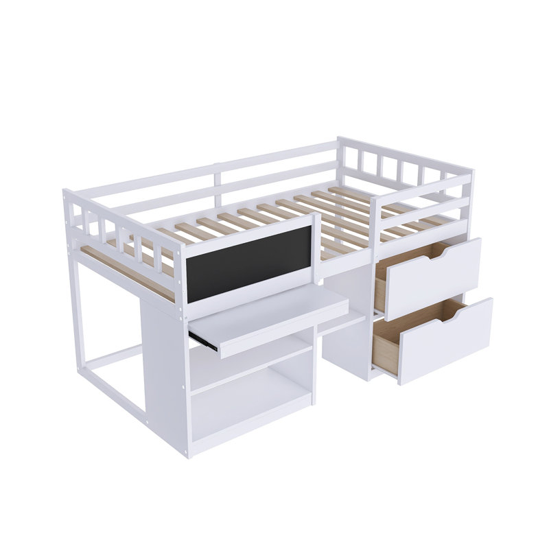 Twin Size Low Loft Bed, White