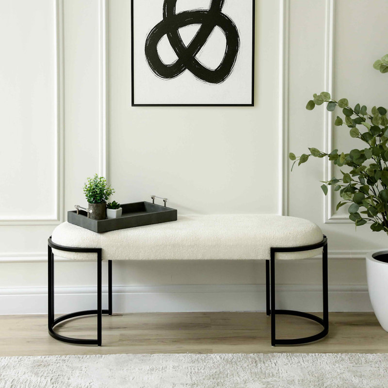Stylish Velvet Bench for Bedroom Furniture, Modern Bench with Iron Metal Legs