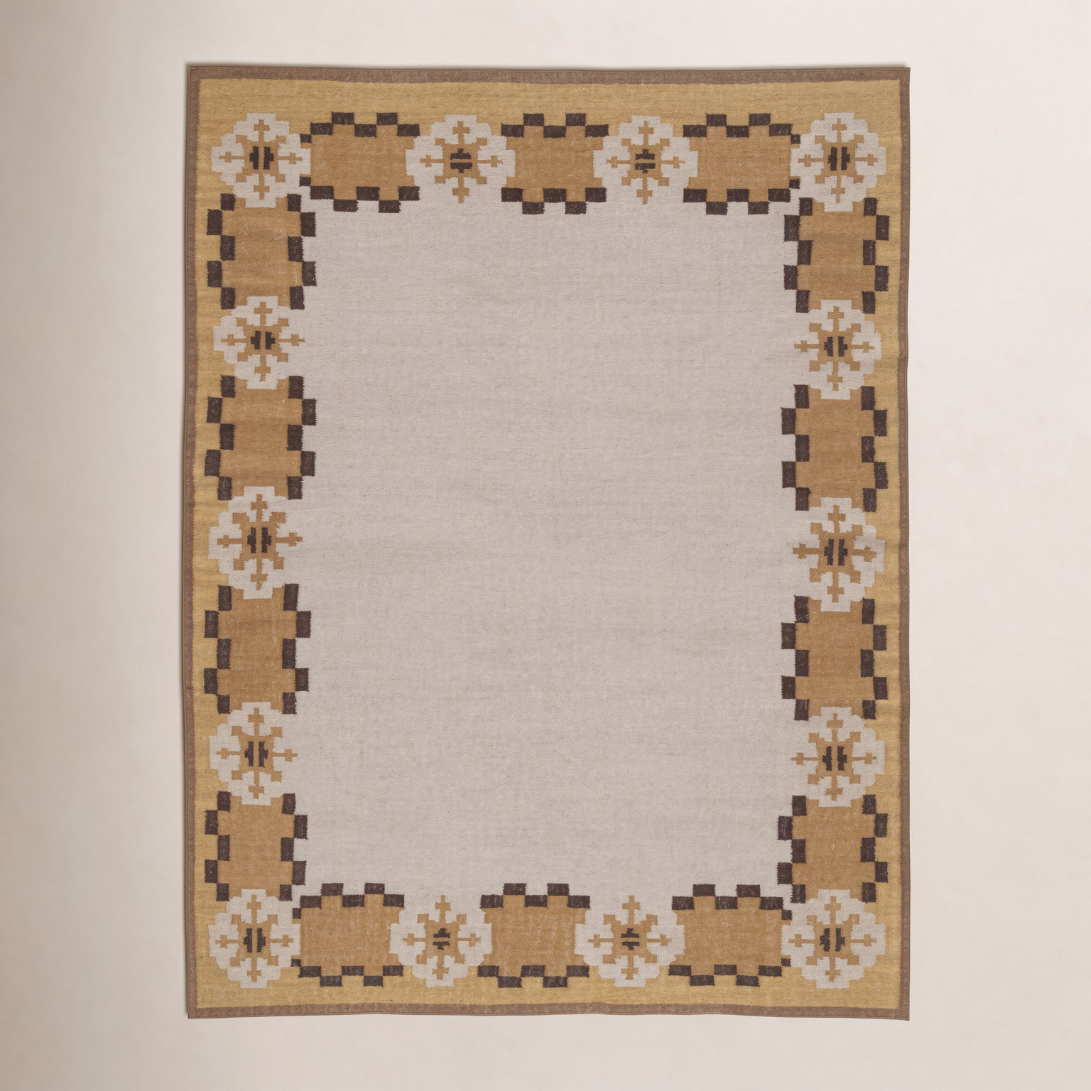Heidi Nordic Flatweave Geometric Wool Rug, Yellow, 2'x3'