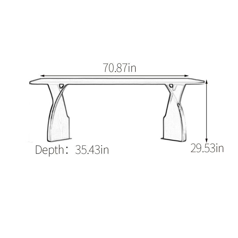 Table de salle à manger Artistic, H 29,53 po x L 70,87 po x l 35,43 po, Gris