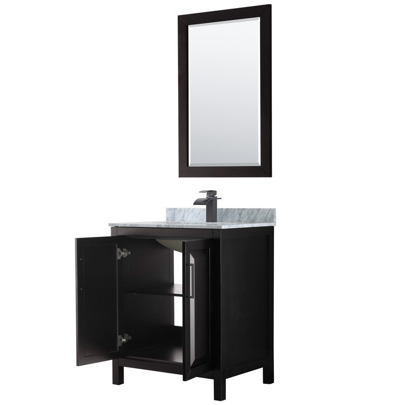 Daria 30'' W Single Vanity, Dark Espresso, Polished Chrome, Carrara Cultured Marble