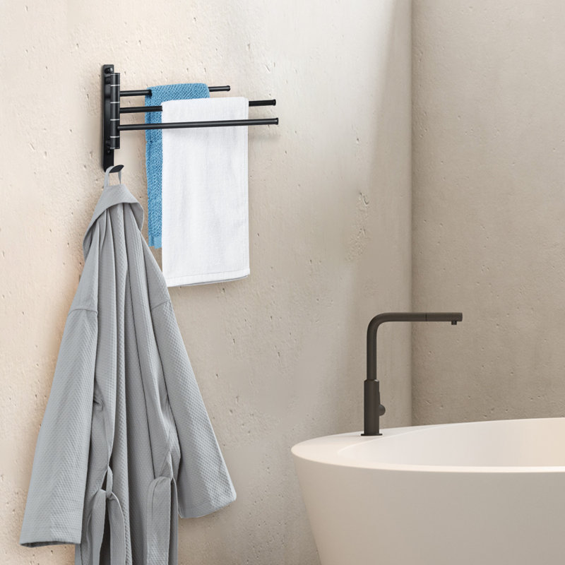 Porte-serviettes de salle de bain 3 barres avec crochet