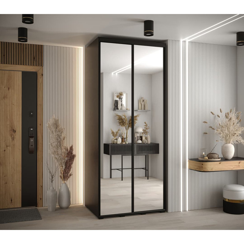 Aylamae 2 Door Manufactured Wood Wardrobe, Black