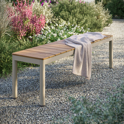 Finn Outdoor Patio Aluminum Bench With Faux Wood Top by Modway