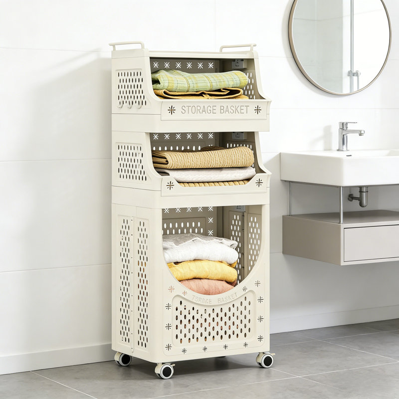 Plastic Laundry Cart with Wheels