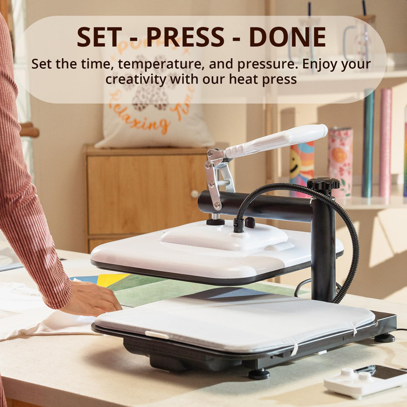 White and Black Swing Away Heat Press Machine for T-Shirts