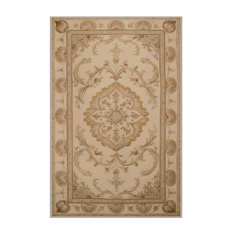 Tapis brun français lavable à la machine, Rectangle 4 pi x 6 pi