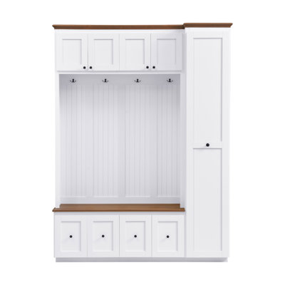 78.7''H Entryway Hall Tree with Storage Bench, 5-in-1 Hall Tree Farmhouse Coat Rack Shoe Bench with Cabinets, Drawers & Hooks for Hallway, Entryway, L