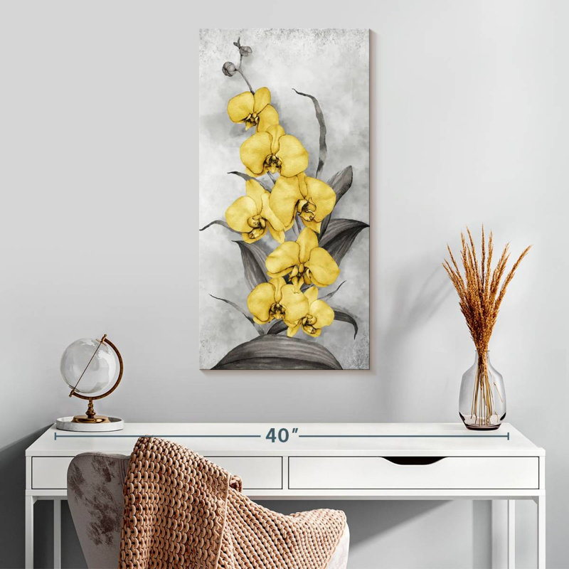 Orchidées jaunes sauvages, H 30 po x l 15 po