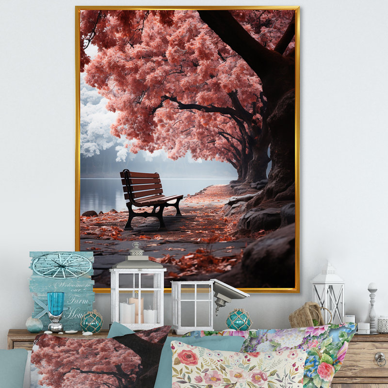 " Pink Forest Silent Contemplation ", Gold Floater Framed, 32" H x 16" W x 1" D