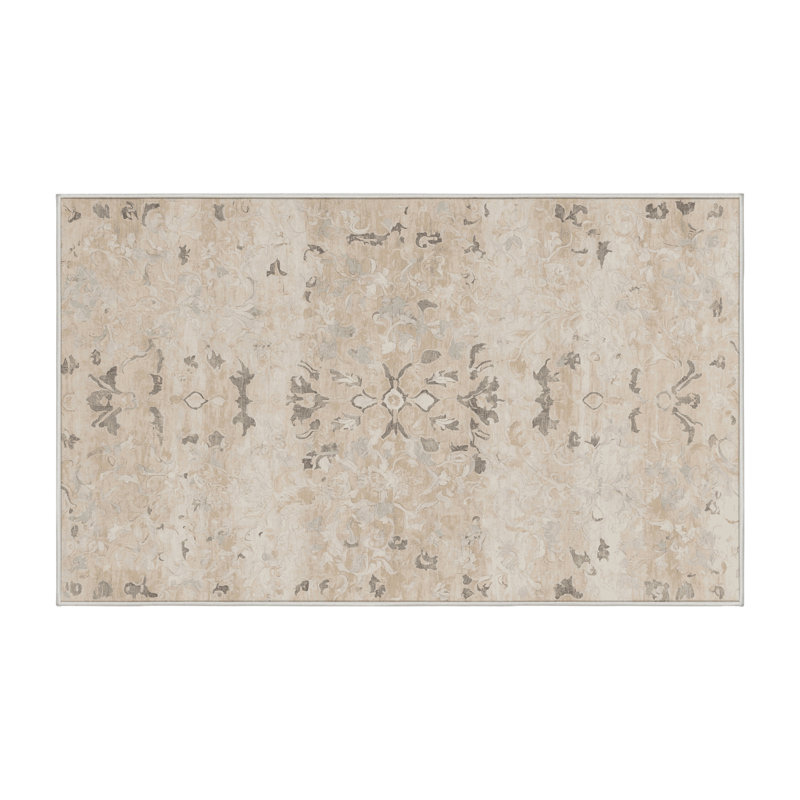 Machine Washable Beige Area Rug GSIX03682, Runner 2' x 4'