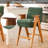 Mid-Century Upholstered Counter Bar Stool With Arms And Wooden Legs-1295954499