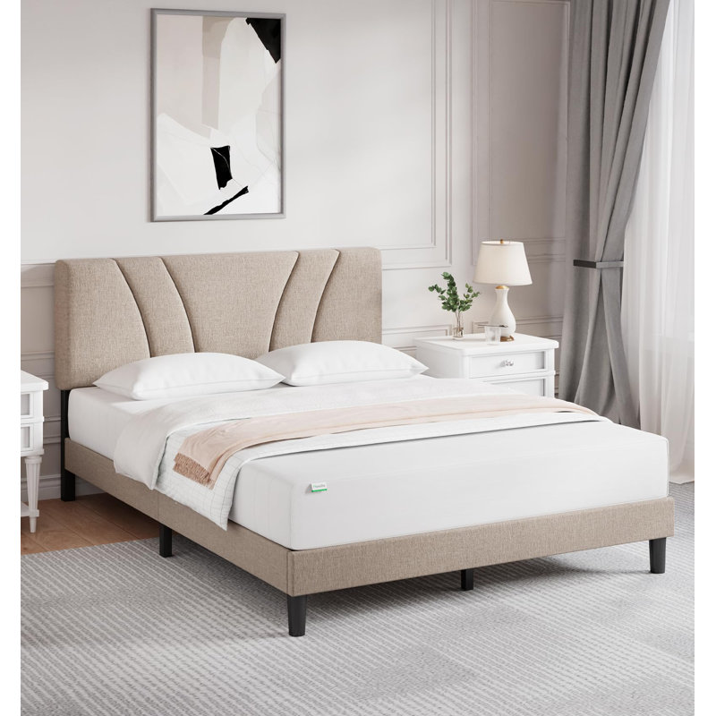 Chasady Upholstered Platform Bed, Beige